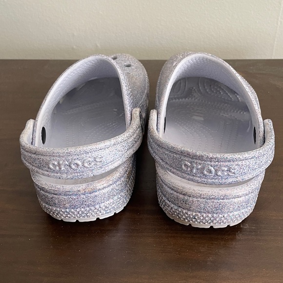 CROCS Kids Bluish Silver Glitter Shoes (size 13) - Picture 3 of 9